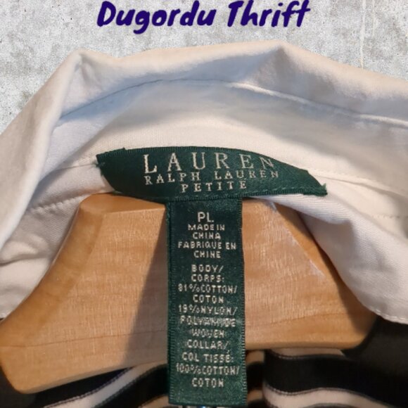 Woman's Petite PL Lauren Ralph Lauren Striped Collared Sweater (2-piece) - Picture 4 of 4